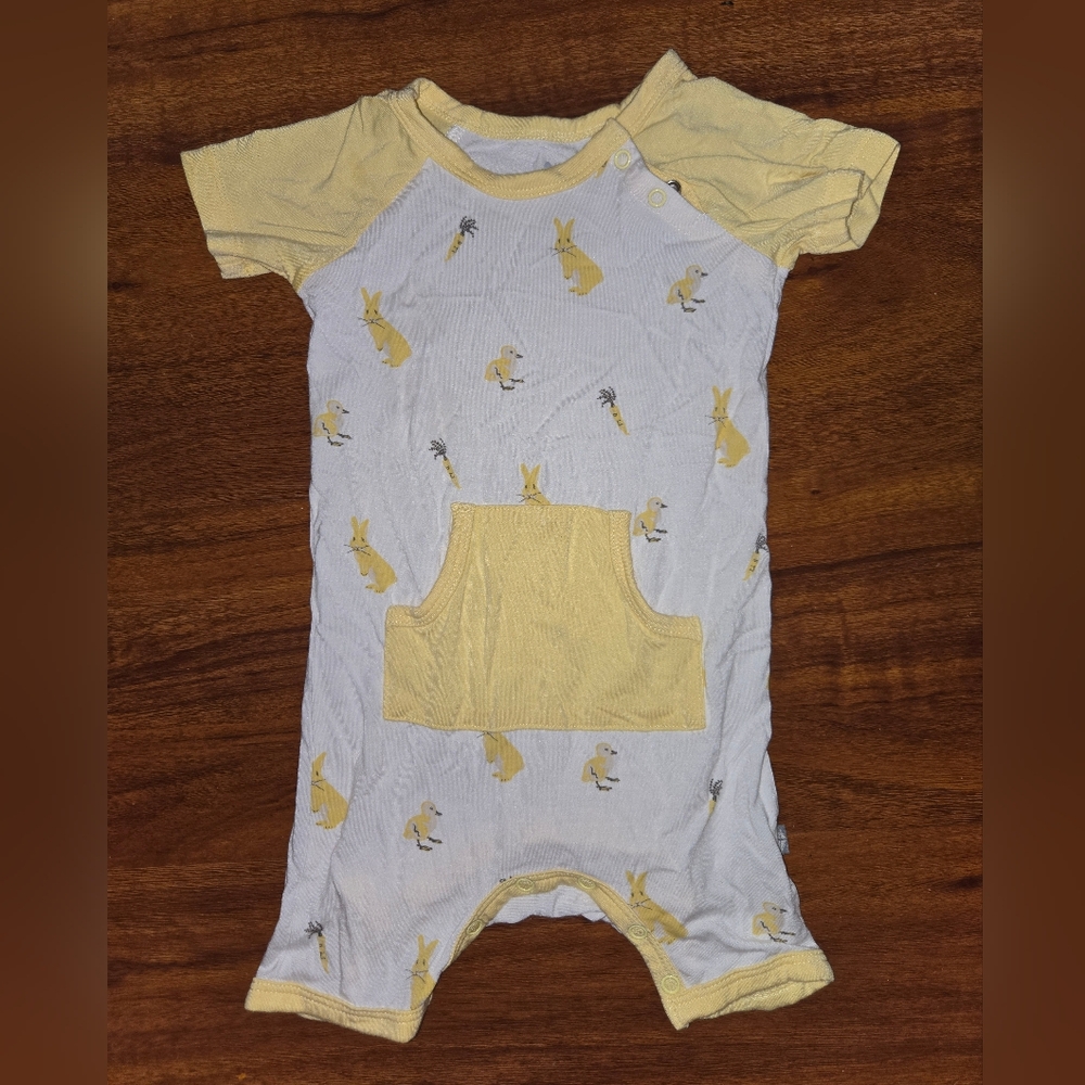 Yellow and White Baby Onesie with Animal Print